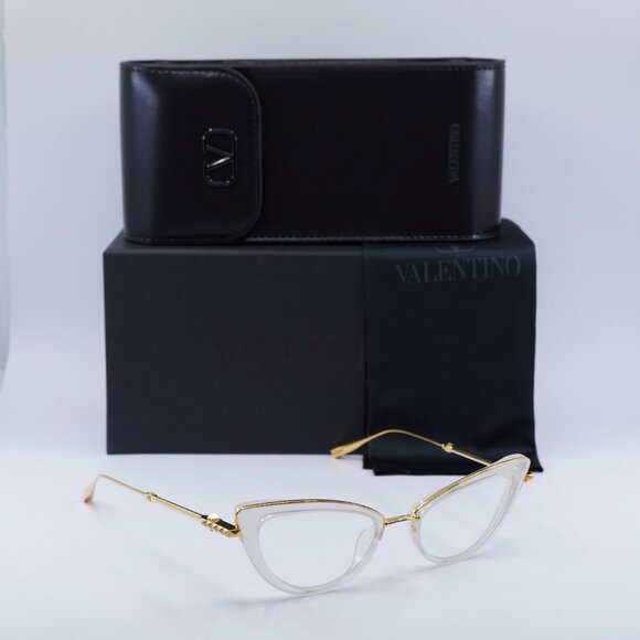 Valentino V-DAYDREAM VLX-123C Cat Eye Eyeglasses 51mm - Crystal Ivory/Gold - Picture 7 of 11